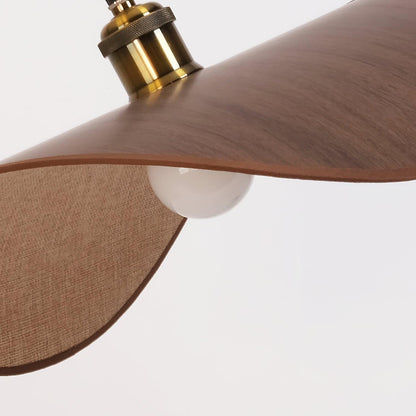 Linen Shade Wood Pendant Light For Warm Glow