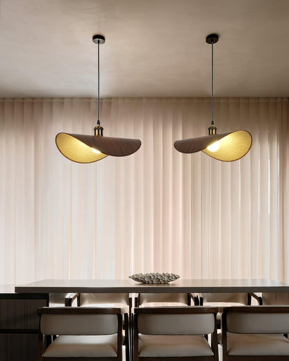 Linen Shade Wood Pendant Light For Warm Glow