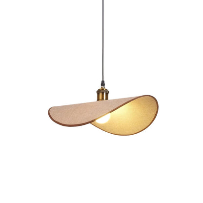 Linen Shade Wood Pendant Light For Warm Glow