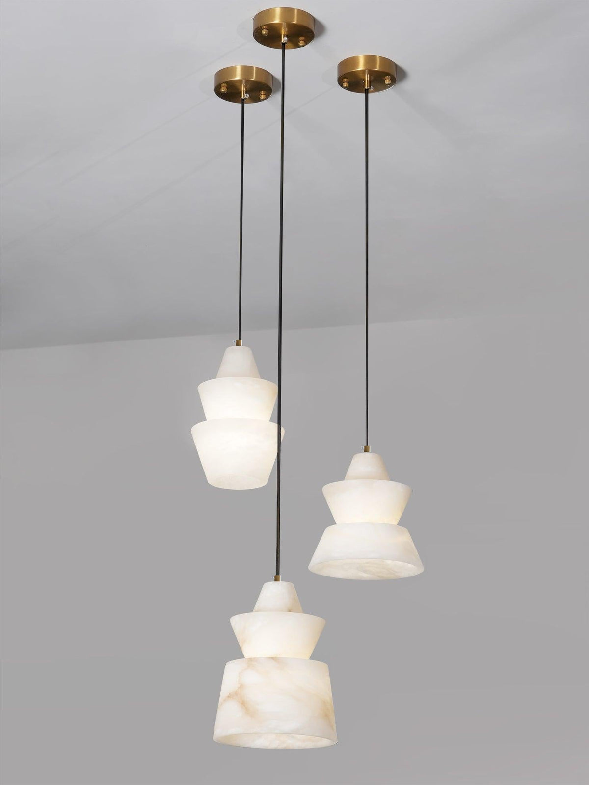Warm Glow Alabaster Pendant Light With Three Layer