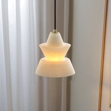 Warm Glow Alabaster Pendant Light With Three Layer
