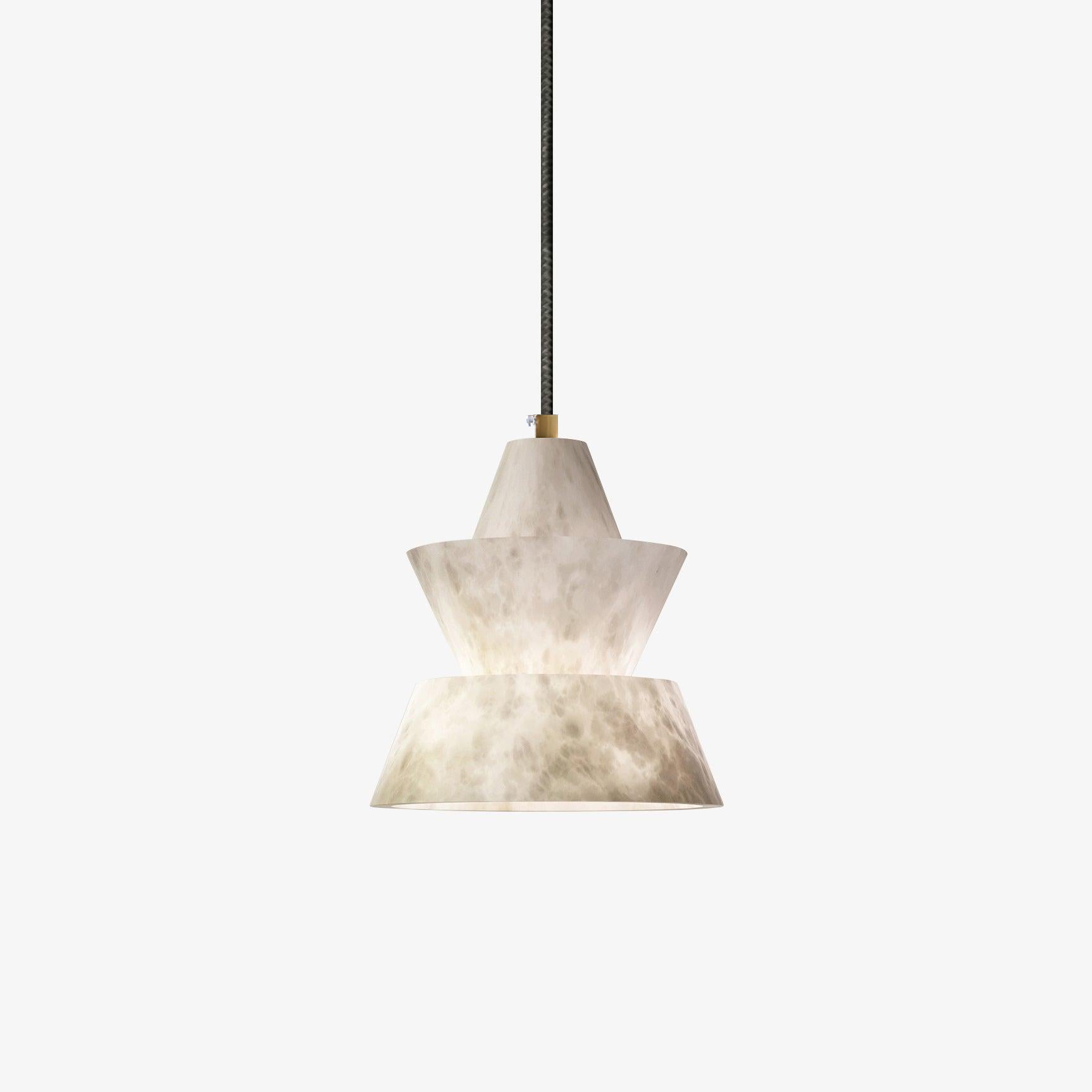 Warm Glow Alabaster Pendant Light With Three Layer