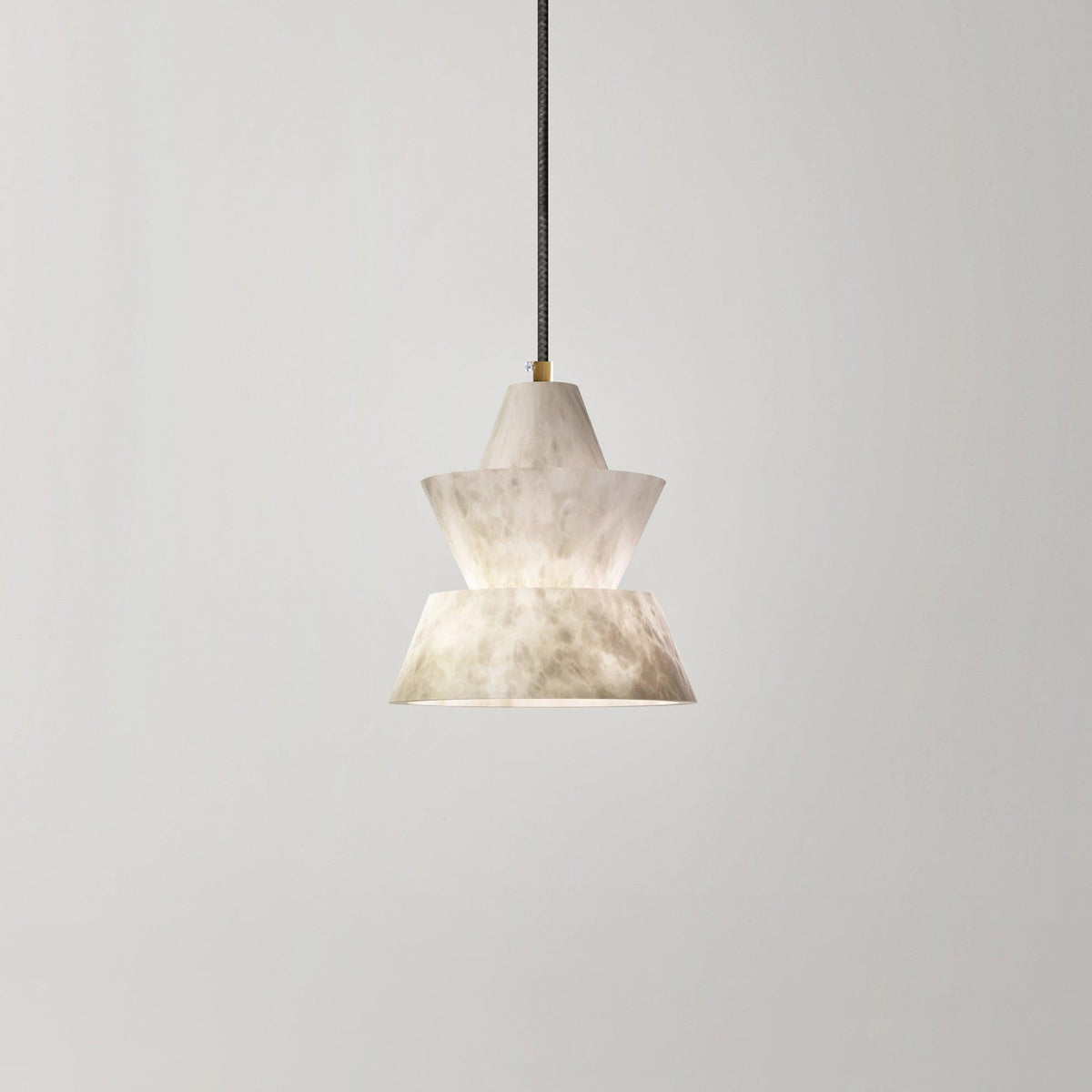 Warm Glow Alabaster Pendant Light With Three Layer