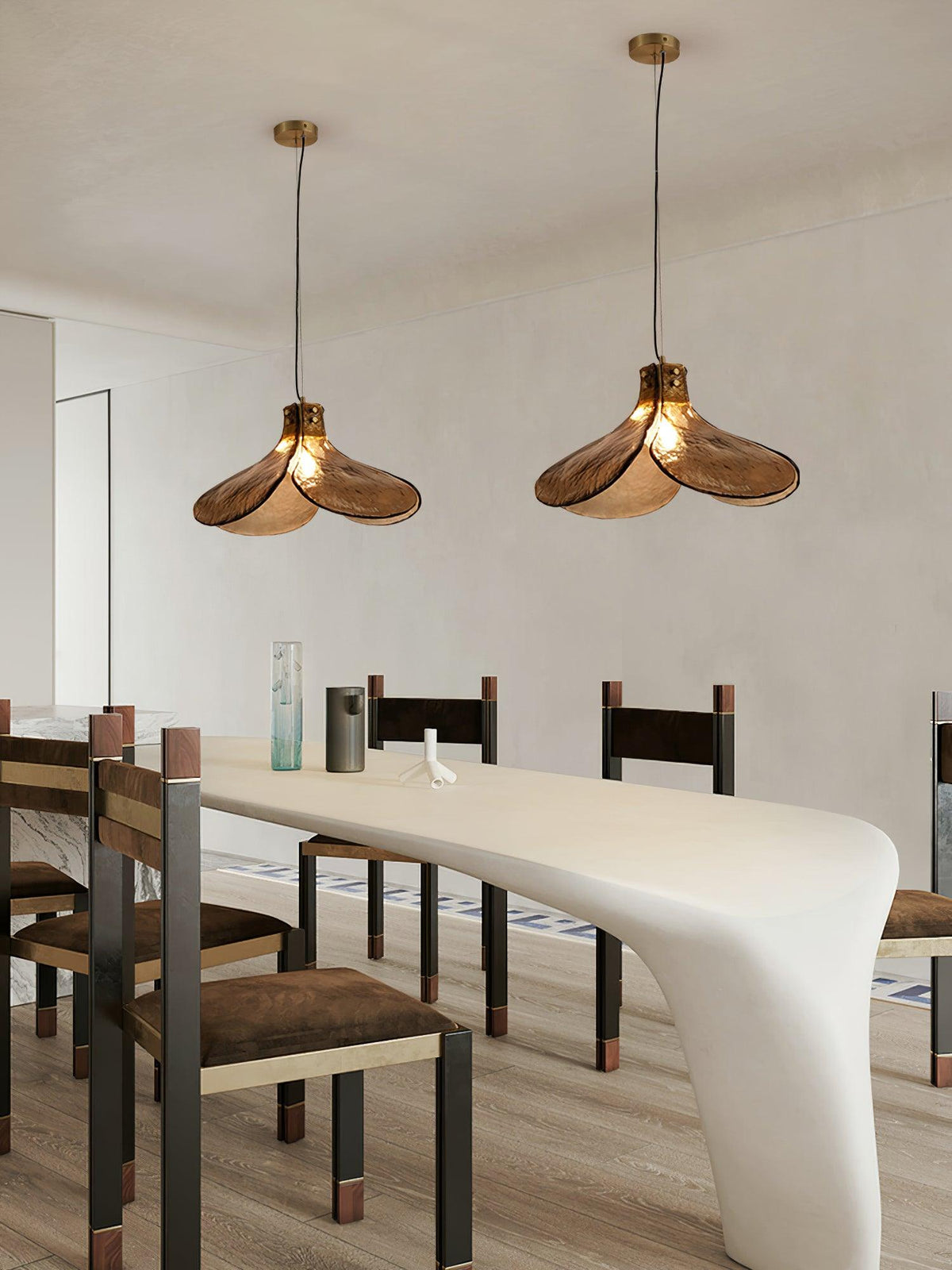 Glass Shade Brass Pendant Light