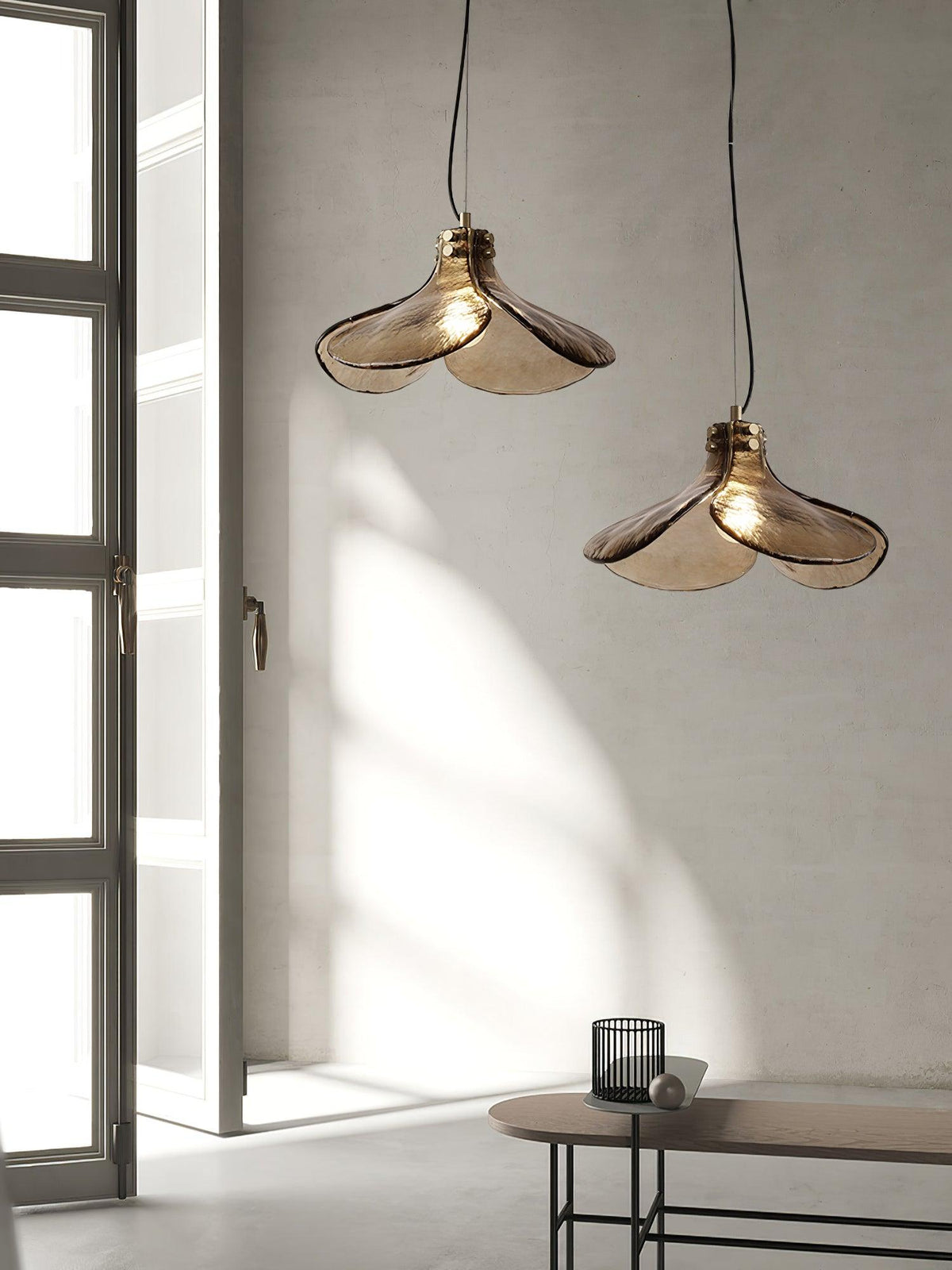 Glass Shade Brass Pendant Light