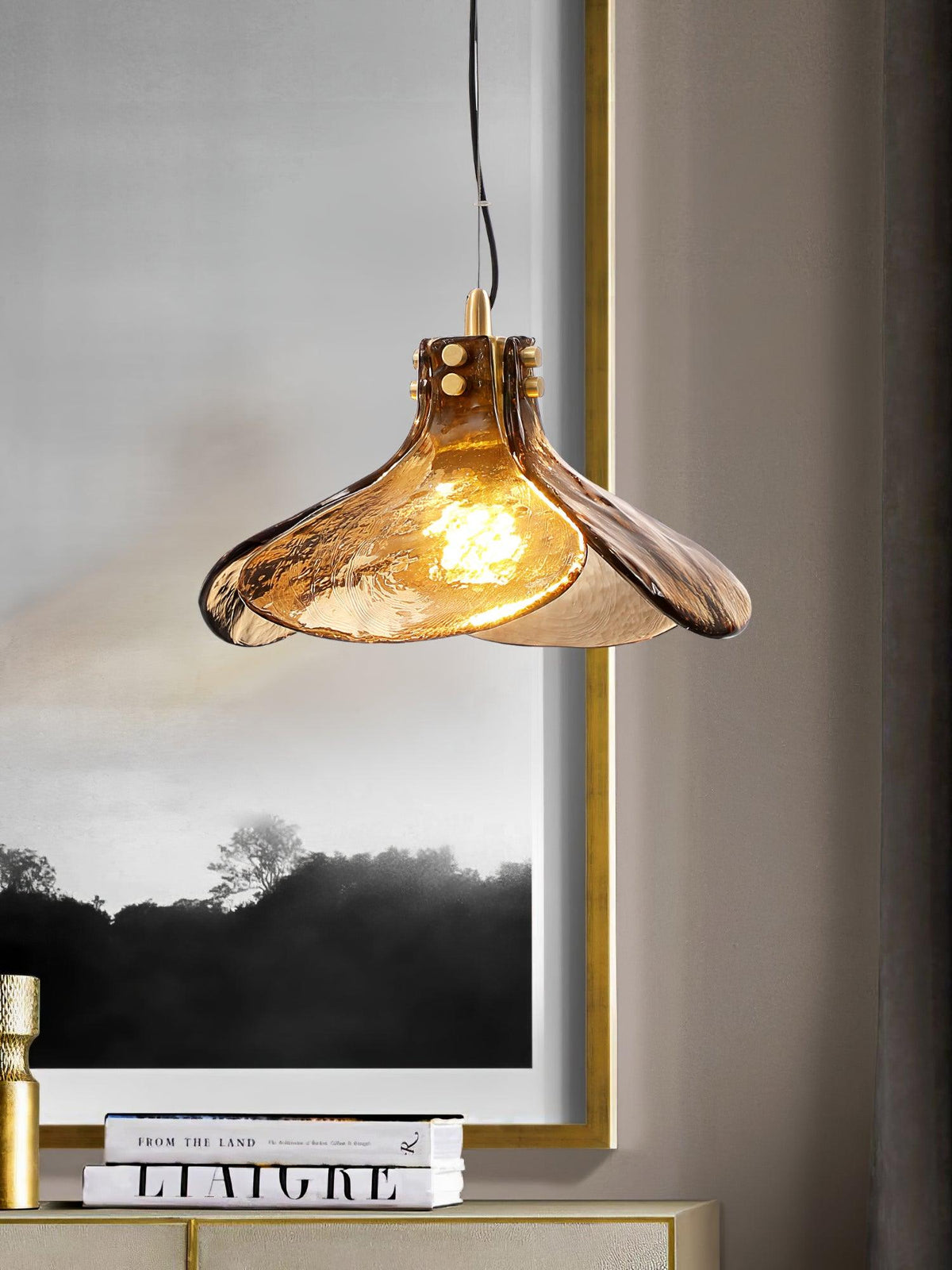 Glass Shade Brass Pendant Light
