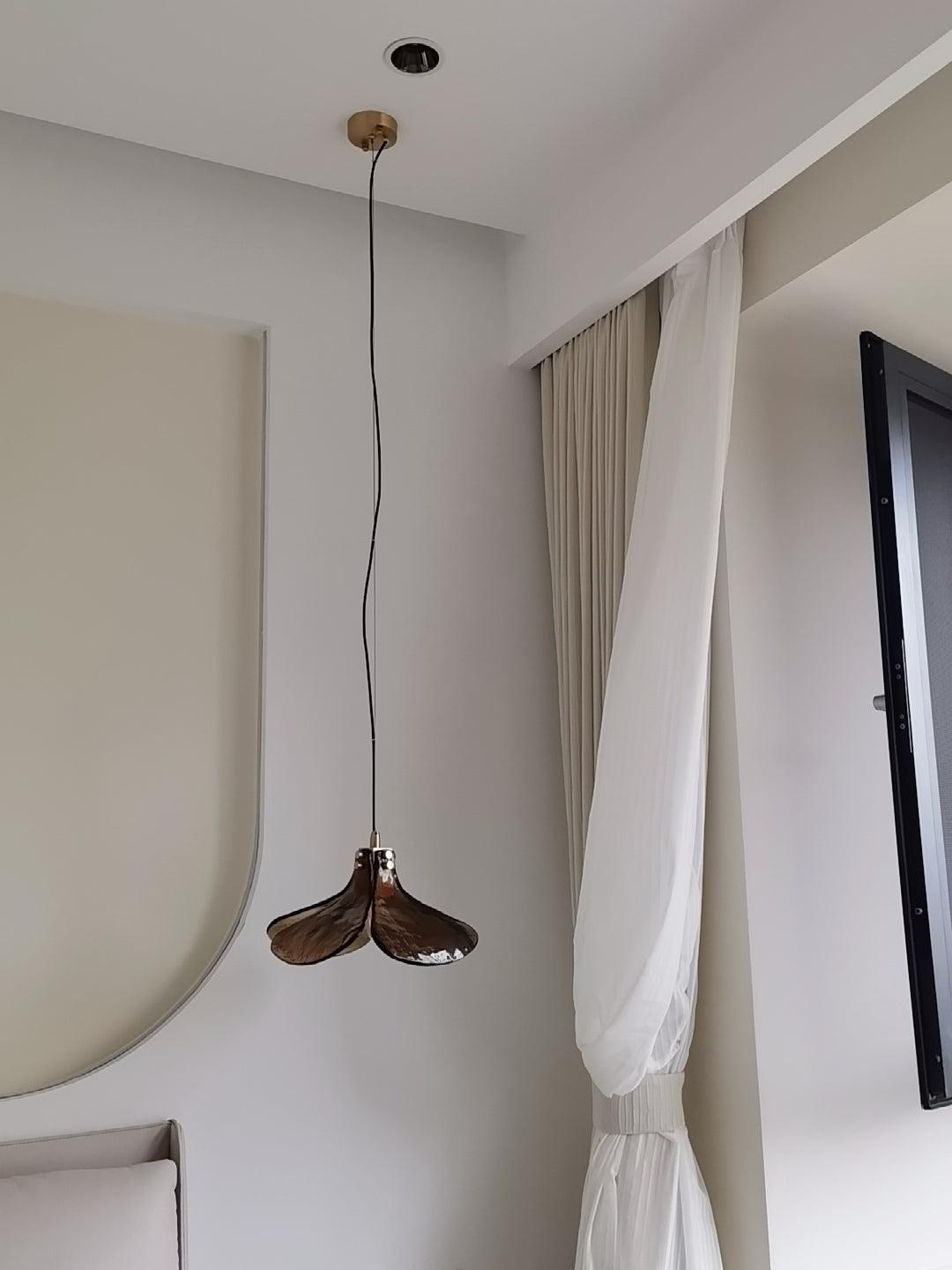 Glass Shade Brass Pendant Light