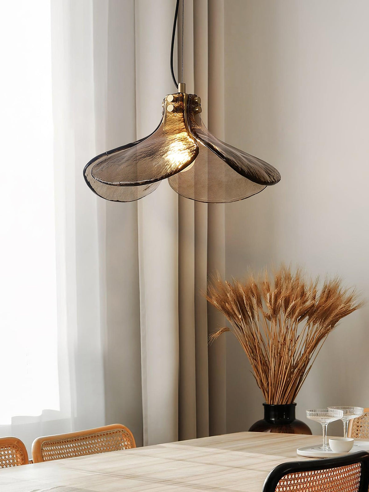 Glass Shade Brass Pendant Light