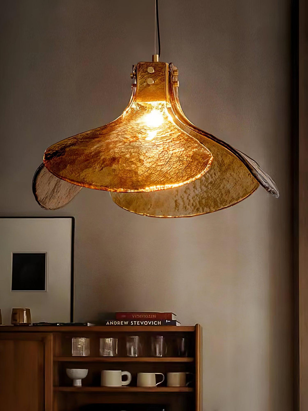 Glass Shade Brass Pendant Light