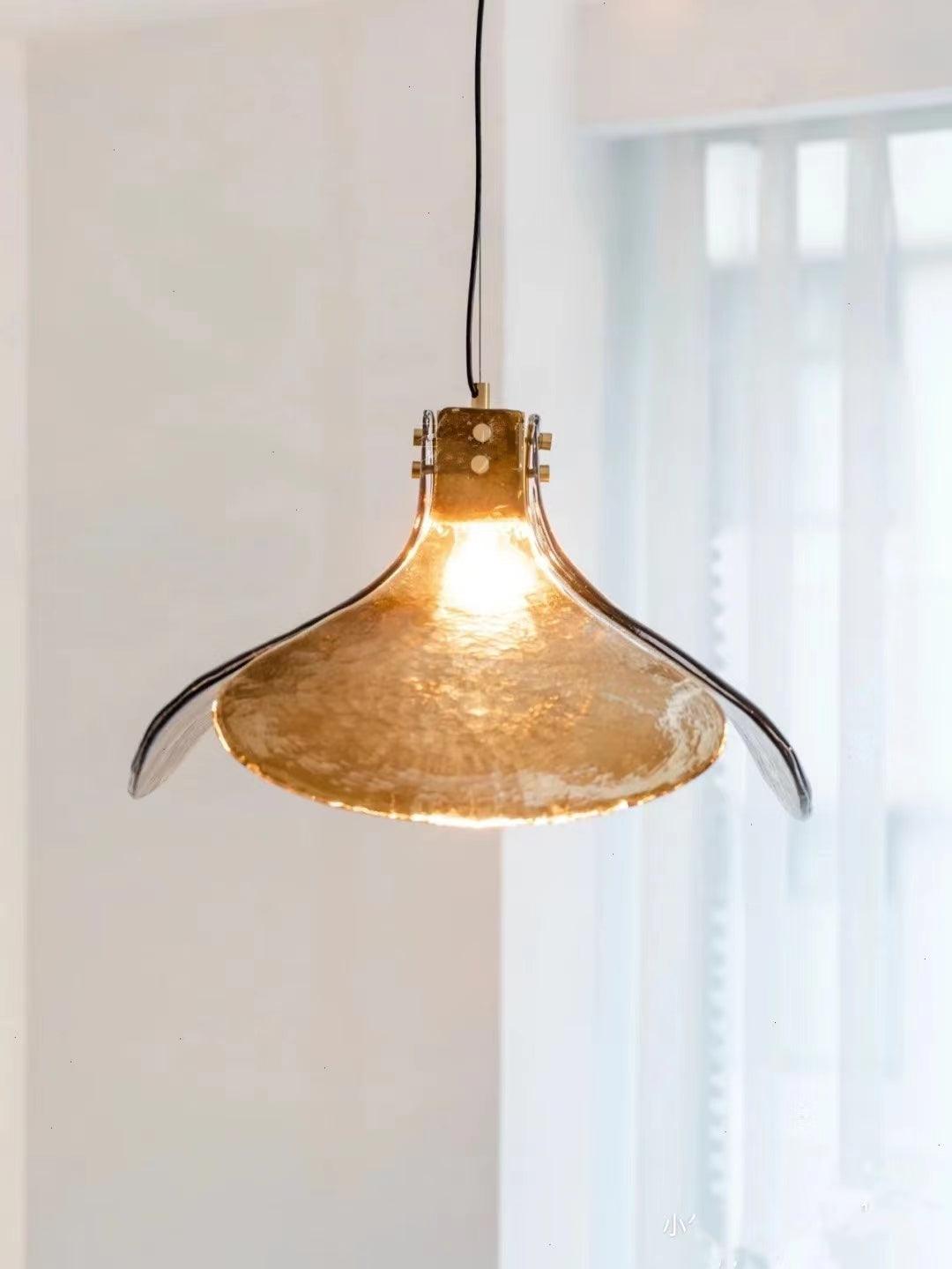 Glass Shade Brass Pendant Light