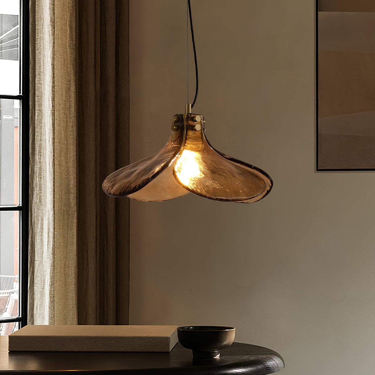 Glass Shade Brass Pendant Light