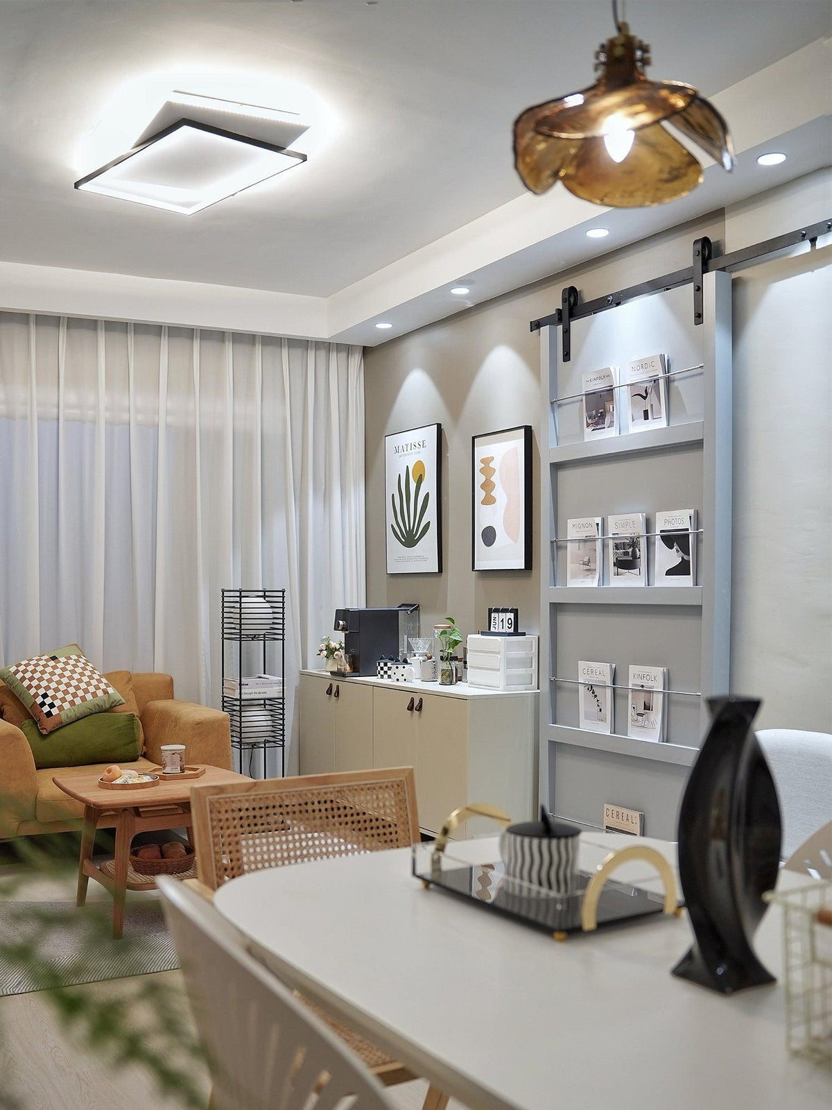 Glass Shade Brass Pendant Light
