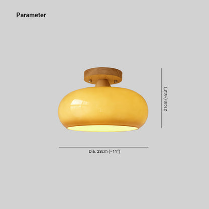 Glass and Timber Flush Mount Ceiling Light