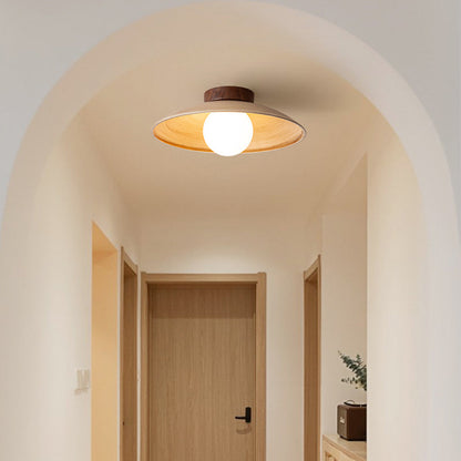 Wood Metal Glass Vintage Dimmable Flush Mount Ceiling Light