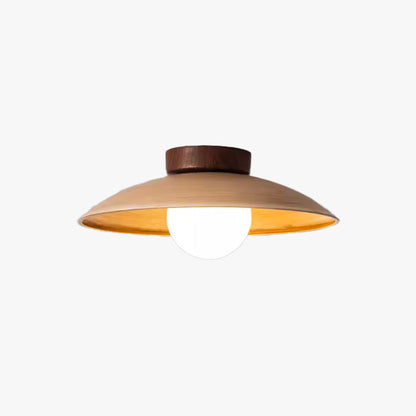 Wood Metal Glass Vintage Dimmable Flush Mount Ceiling Light