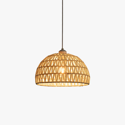 Warm Glow Wood Rattan LED Pendant Light Boho