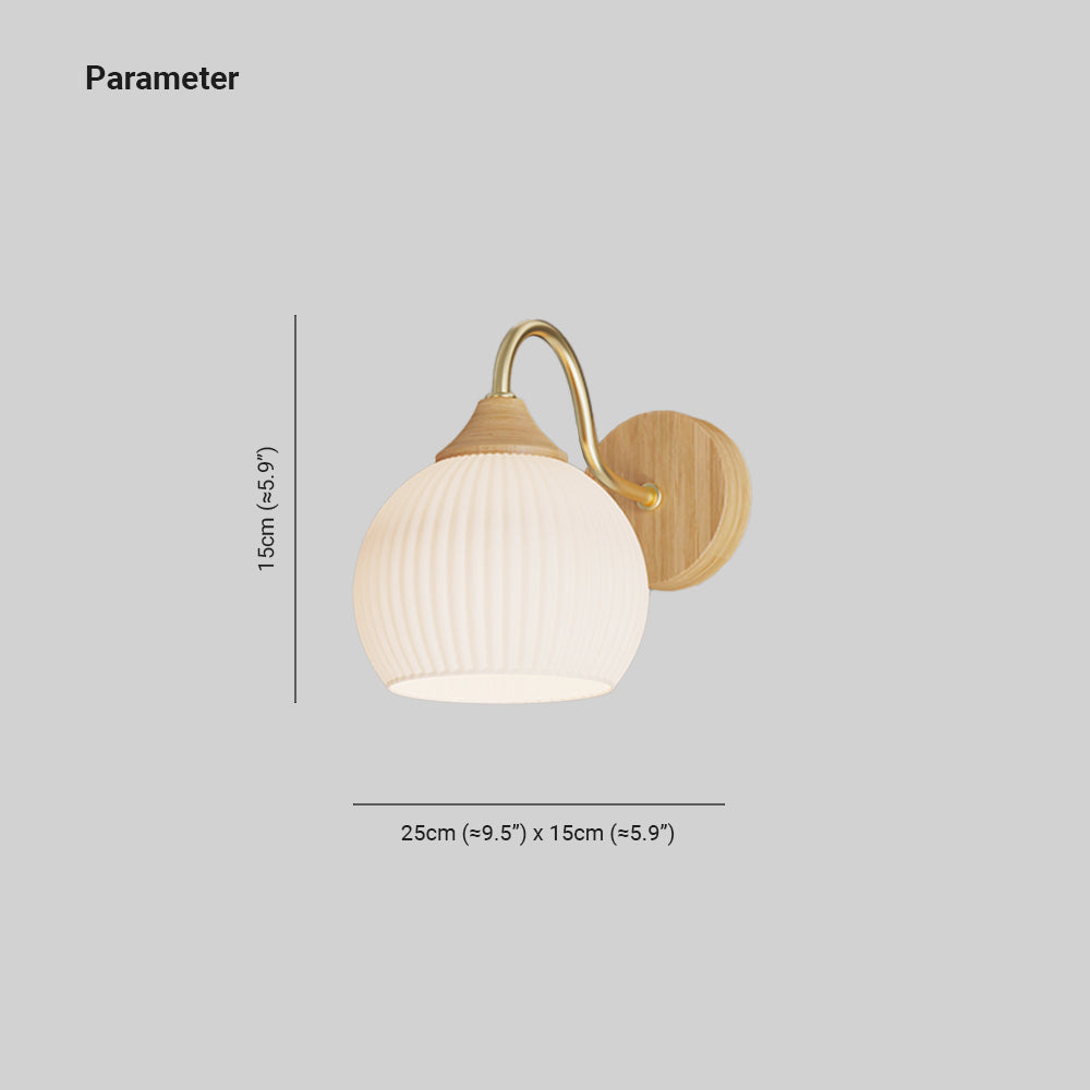 Wood And Glass Nordic Wall Lamp For Balcony And Bedroom
