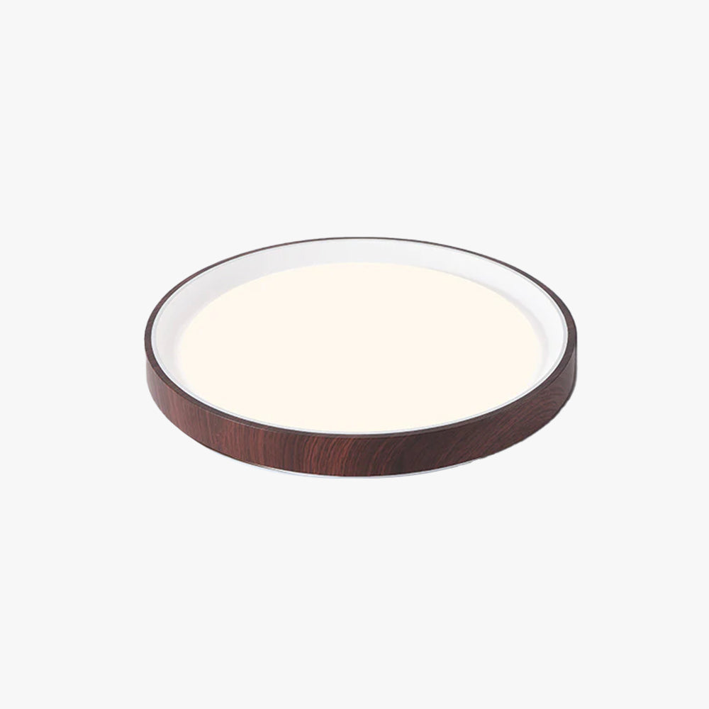 White Wood Contemporary Dimmable LED Flush Mount Ceiling Light