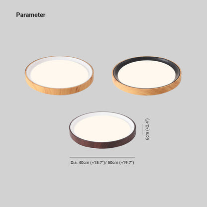 White Wood Contemporary Dimmable LED Flush Mount Ceiling Light