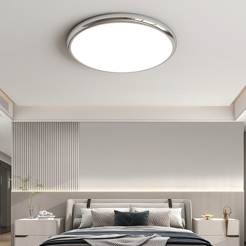 White Metal Bedroom Flush Mount Ceiling Light Retro Elegant Round