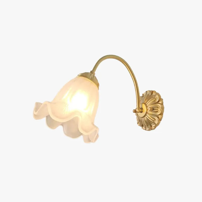 Antique Gold Retro Floral Glass LED Wall Light