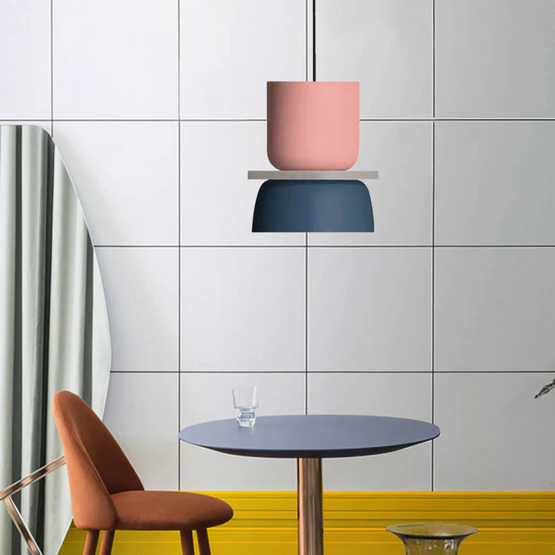 Industrial Two Tone Pendant Light With Colorful Glow