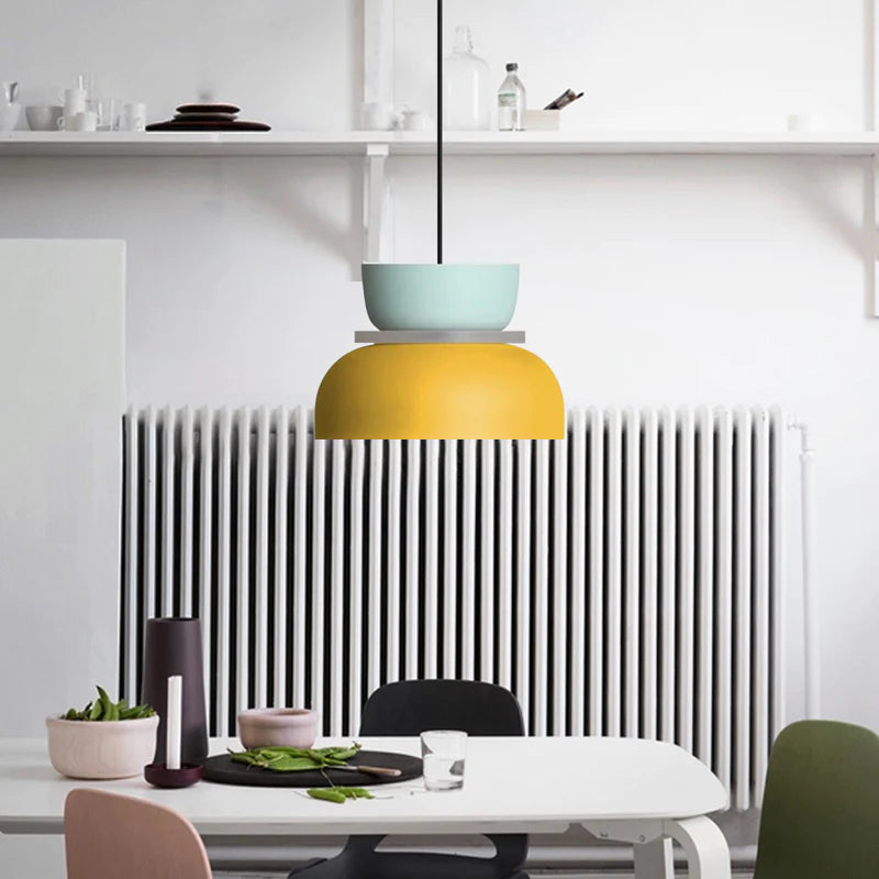 Industrial Two Tone Pendant Light With Colorful Glow