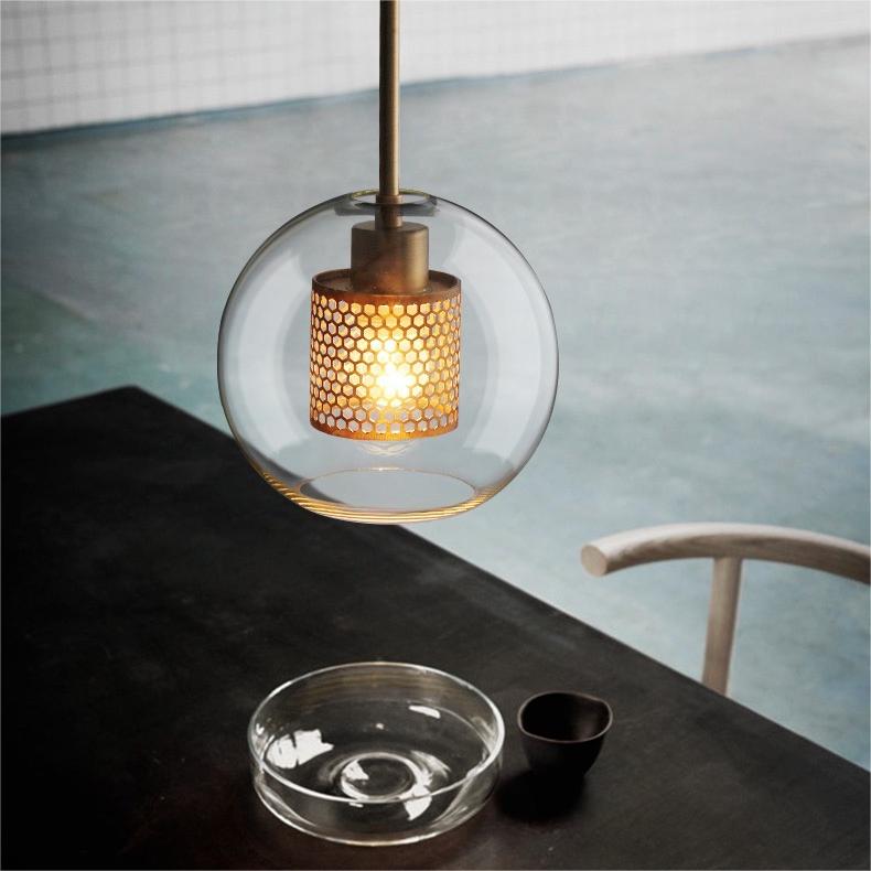 Pendant Light Glass Shade With Soft Glow Gold