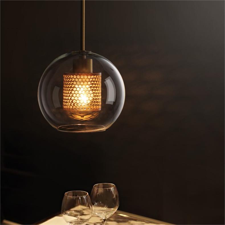 Pendant Light Glass Shade With Soft Glow Gold
