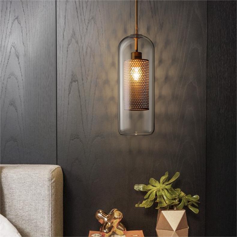 Pendant Light Glass Shade With Soft Glow Gold