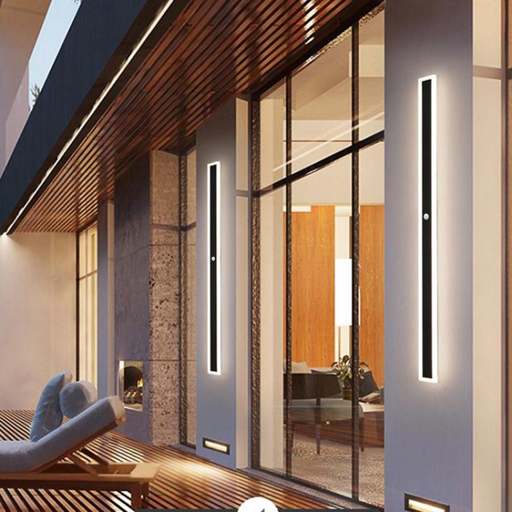 LED Matte Black Finish Linear Outdoor Wall Light