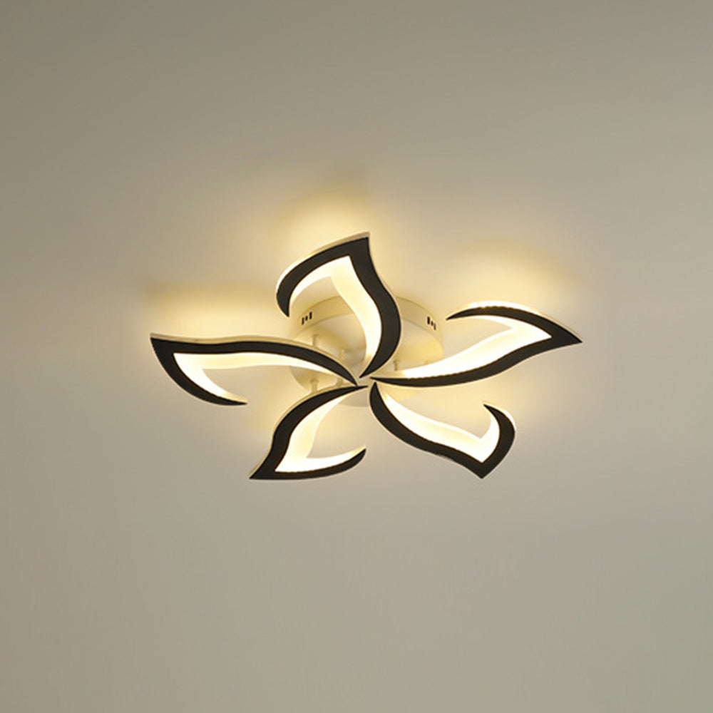 White And Black Flush Mount Elegant Floral Ceiling Light