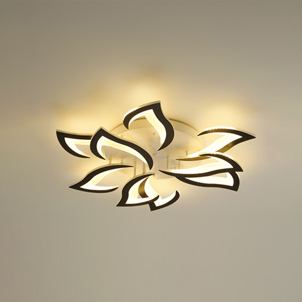 White And Black Flush Mount Elegant Floral Ceiling Light