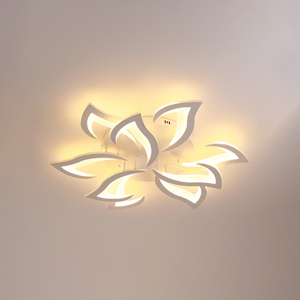 White And Black Flush Mount Elegant Floral Ceiling Light