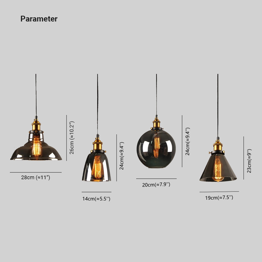 Adjustable Cord Industrial Glass Pendant Light