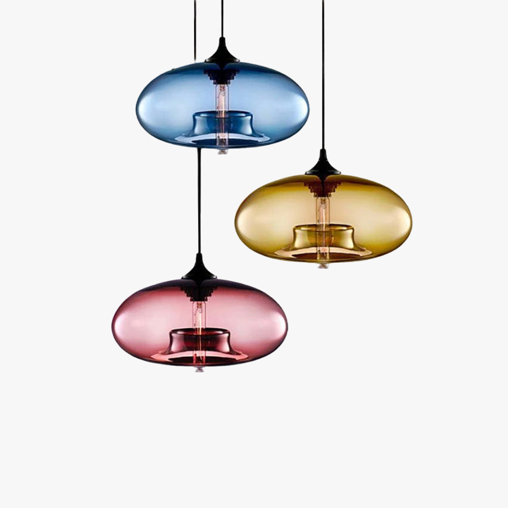 Warm Ambient Glow Bread Shaped Glass Pendant Light