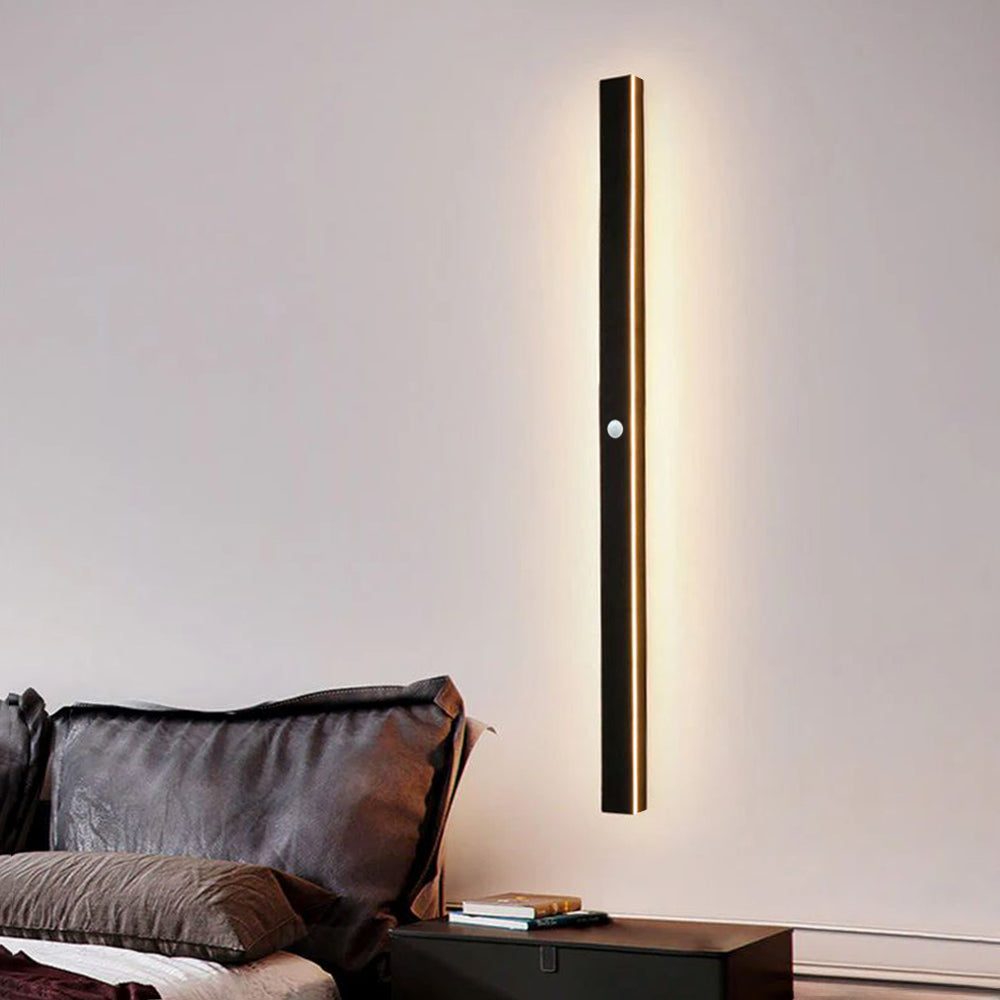 Outdoor Wall Light Sleek Black LED Linear