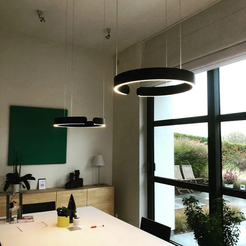 Soft Ambience Delivers Lux Geometric Led Ring Pendant