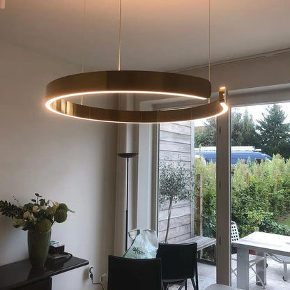 Soft Ambience Delivers Lux Geometric Led Ring Pendant
