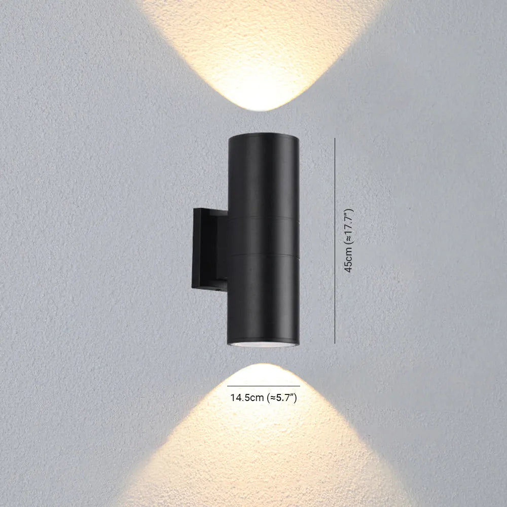 Dual Heads Outdoor Minimalist Metal Wall Light Black
