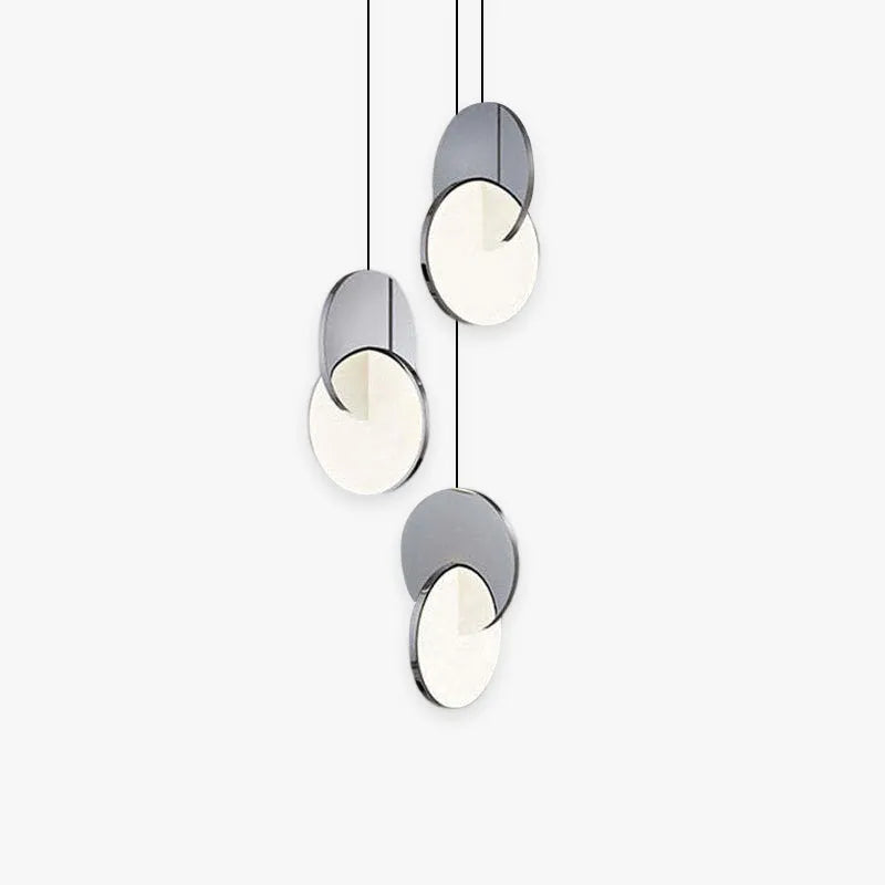 Pendant Light Disc in Gold and Silver with Soft Warm Glow