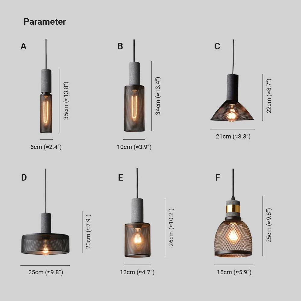 Concrete Top Industrial Cylindrical Pendant Light