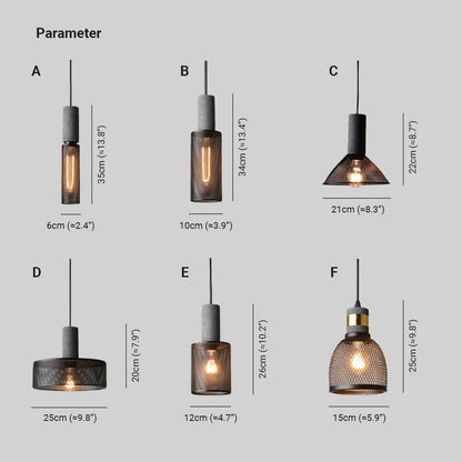 Concrete Top Industrial Cylindrical Pendant Light