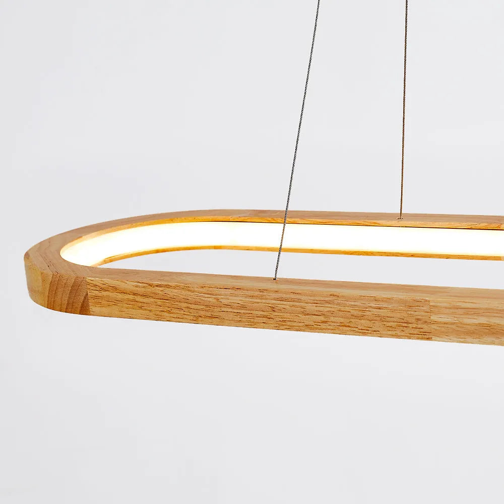 Dimmable Color Temperature Oval Wood Pendant Light