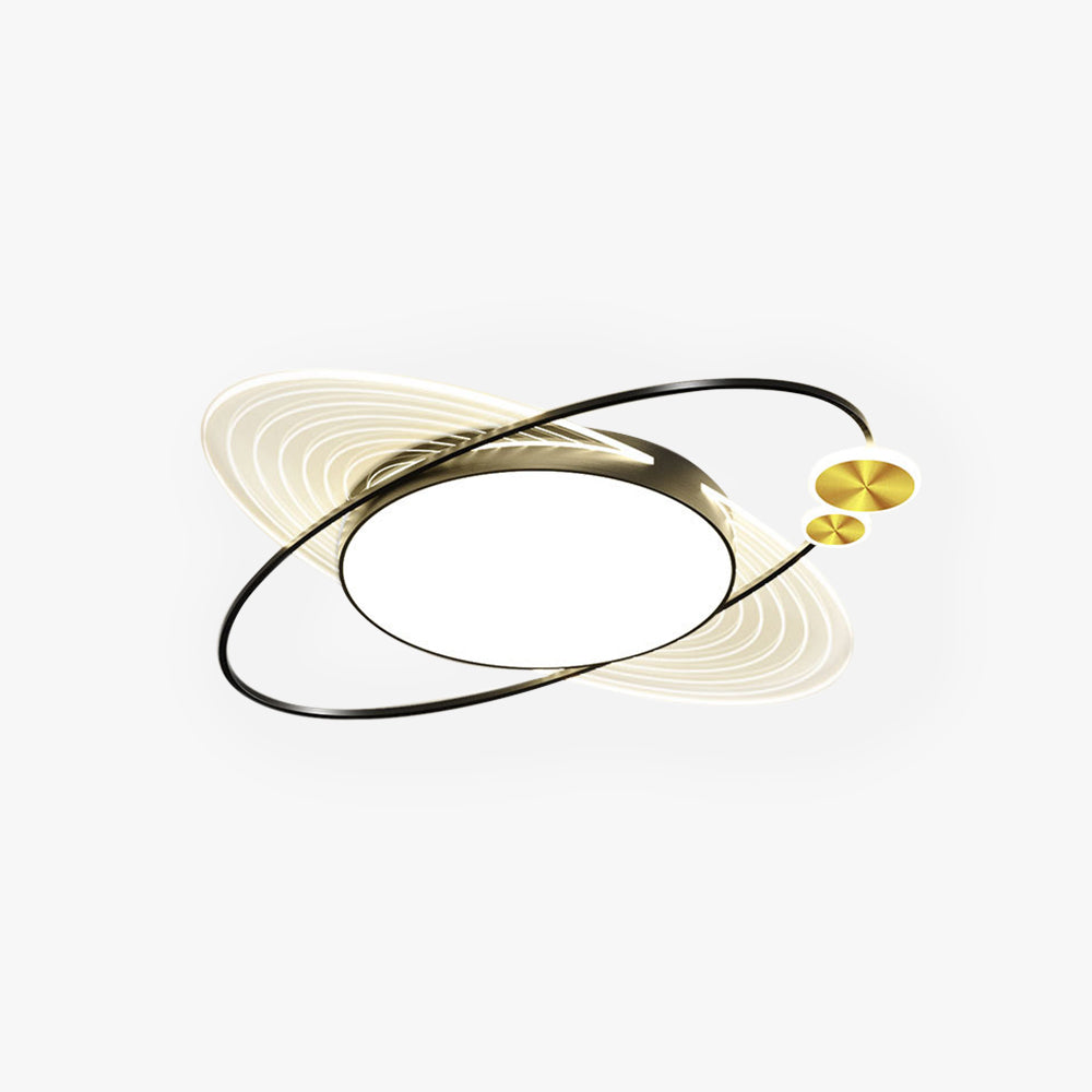Black And Gold Circular LED Flush Mount Ceiling Light