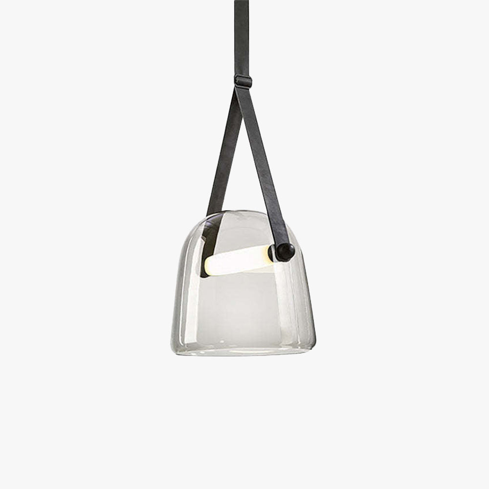 Soft Milky Glow Pendant Light With Nordic Leather-Glass