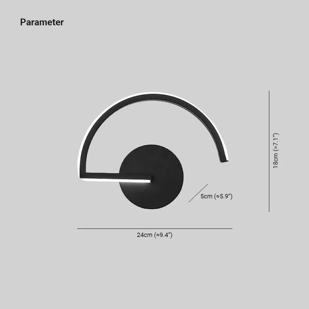 Black Or White Semicircular Metal Minimalist Linear Wall Lamp