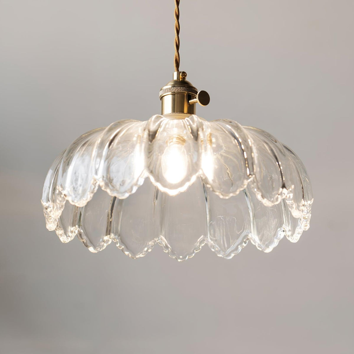 Brass Accents Green Glass Flower Pendant Light Dimmable