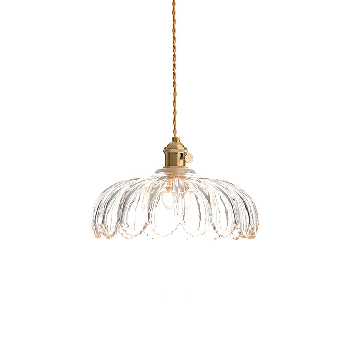 Brass Accents Green Glass Flower Pendant Light Dimmable
