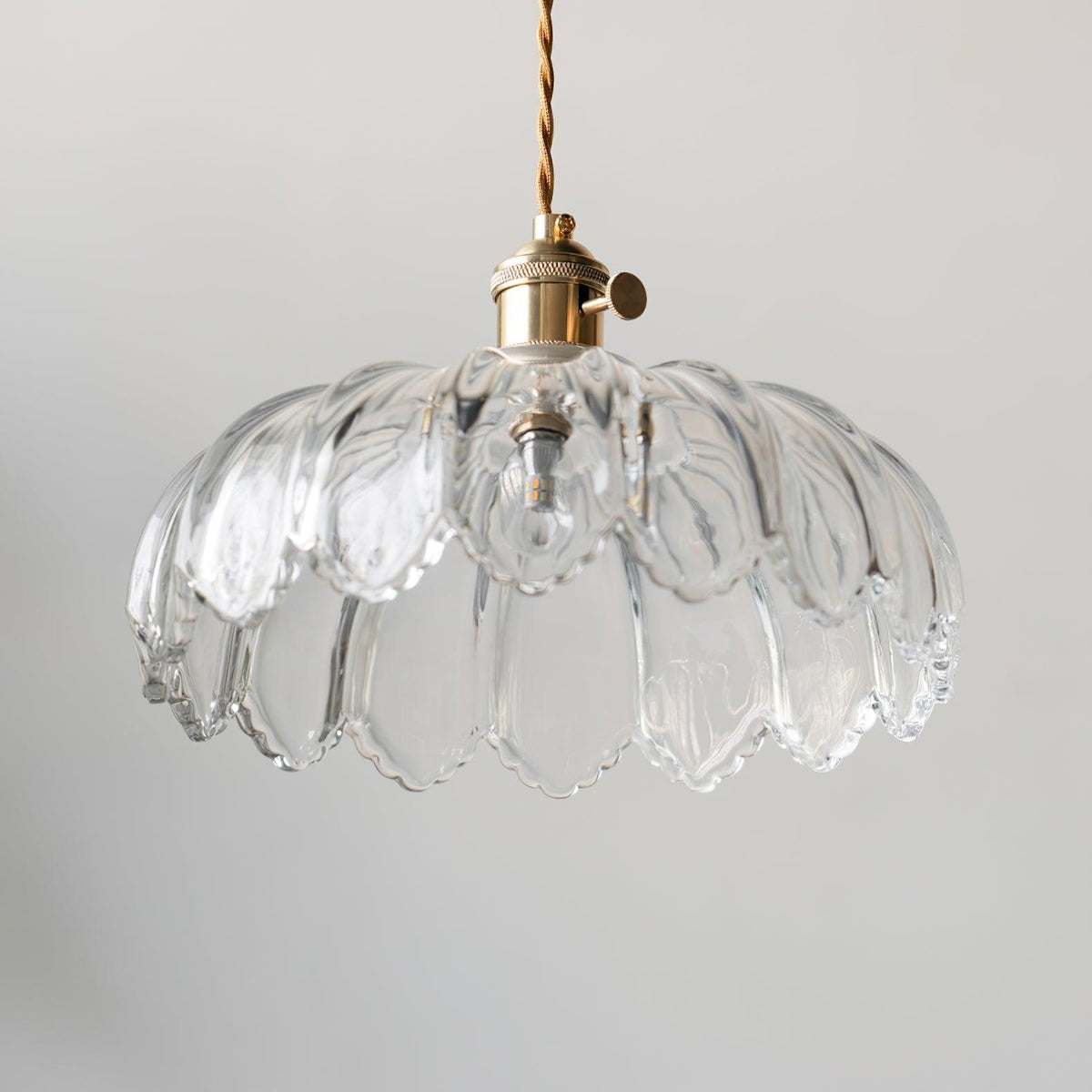 Brass Accents Green Glass Flower Pendant Light Dimmable